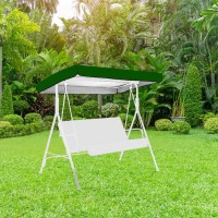 2 Seater Porch Swing Chair Canopy, Waterproof Outdoor Swing Seat Top Cover Replacement Sun Shade Awning Cover For Garden, Patio, Yard, Porch Seat, Swing, 190X132X15Cm/20Cm(Green)