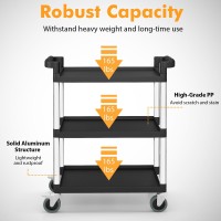 Happytools Rolling Service Cart With Wheels, 3 Tier Heavy Duty Utility Cart With 330 Lbs Loading Capacity, Plastic Push Cart For Kitchen, Restaurant, Office, Warehouse, Garage