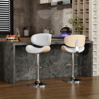 Yafiti Swivel Bar Stools For Kitchen Counter Adjustable Bentwood Barstools Modern Pu Leather Upholstered Bar Chair With Back A