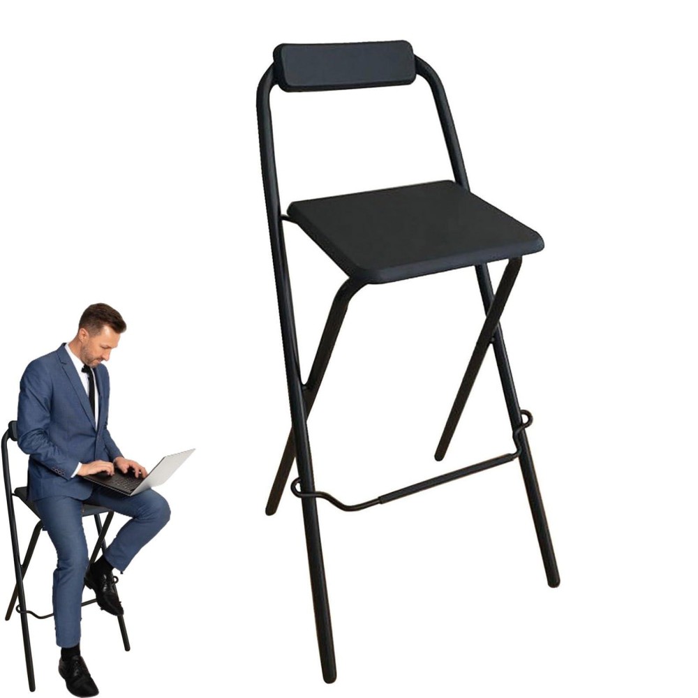 Folding Breakfast Bar Stool, Portable High Chair With Backrest, Folding Kitchen Bar Stool For Adults, Counter Height Bar Chair Stool For Camping Office Party (Size : 30In/75Cm)