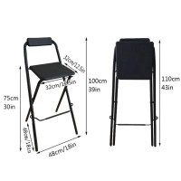 Folding Breakfast Bar Stool, Portable High Chair With Backrest, Folding Kitchen Bar Stool For Adults, Counter Height Bar Chair Stool For Camping Office Party (Size : 30In/75Cm)