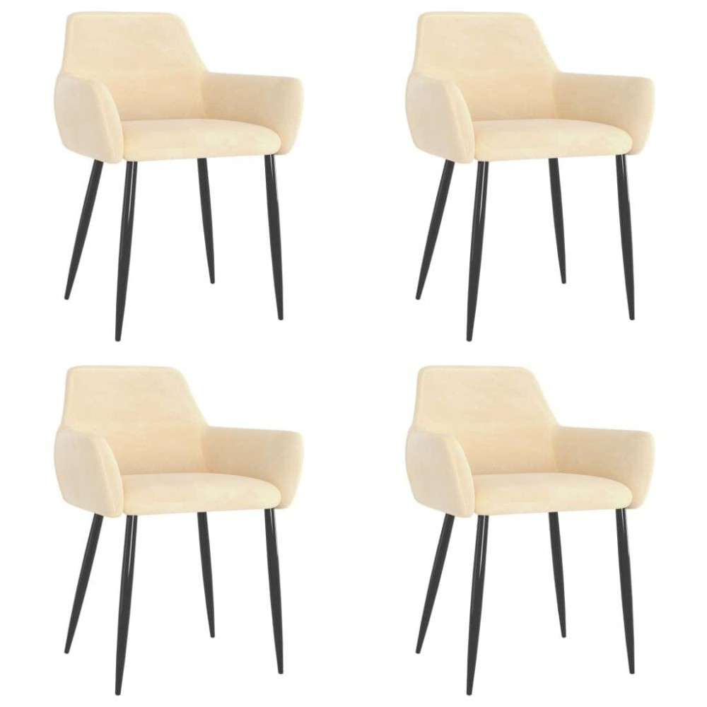 Vidaxl Dining Chairs In Cream Velvet - Set Of 4, Modern Design, Soft-To-Touch Backrest, Sturdy Metal Legs, Perfect For Indoor Furnishing