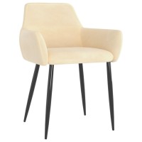 Vidaxl Dining Chairs In Cream Velvet - Set Of 4, Modern Design, Soft-To-Touch Backrest, Sturdy Metal Legs, Perfect For Indoor Furnishing