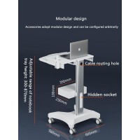 Mount Plus Mb-C03 Lockable Wheels Aluminum Structure Medical Laptop Trolley Cart With Large Tabletop, Oral Scanner Holder, Keyboard Holder And Storage Box For Dental Office, Hospital, Clinic And Home