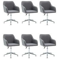 Vidaxl Swivel Dining Chairs - Set Of 6 - Light Gray Fabric Upholstery - Adjustable Seat Height - Scandinavian Style Seating - Ideal For Living Room, Lounge Or Office