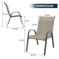 Amopatio Patio Chairs Set Of 6 Outdoor Stackable Dining Chairs For All Weather Breathable Garden Outdoor Furniture For Backyar