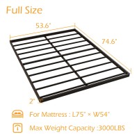 Maenizi Box Spring Full Size Bed 2 Inch Low Profile Heavy Duty Metal Box Spring Bed Base Bunkie Board Mattress Foundation Eas