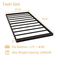 Maenizi Twin Box Spring 2 Inch Low Profile Heavy Duty Metal Box Spring Bed Base Bunkie Board Mattress Foundation Easy Assembl