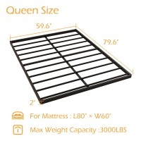 Maenizi Queen Size Box Spring 2 Inch Low Profile Heavy Duty Metal Box Spring Bed Base Bunkie Board Mattress Foundation Easy A