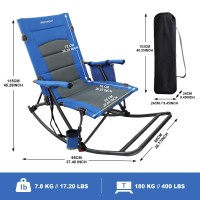 Wkfamout 2 Pack Folding Rocking Camping Chair With Foot Rest Portable Oversized Padded Rocking Chair For Outdoor Camp Garden L