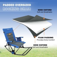 Wkfamout 2 Pack Folding Rocking Camping Chair With Foot Rest Portable Oversized Padded Rocking Chair For Outdoor Camp Garden L