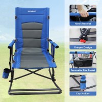 Wkfamout 2 Pack Folding Rocking Camping Chair With Foot Rest Portable Oversized Padded Rocking Chair For Outdoor Camp Garden L