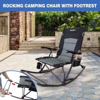 Wkfamout 2 Pack Folding Rocking Camping Chair With Foot Rest Portable Oversized Padded Rocking Chair For Outdoor Camp Garden L