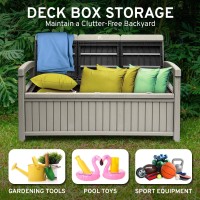 Econohome 3 Seat Outdoor Storage Bench - 90 Gallon Capacity - Weatherproof Resin Bench For Patio  Porch  Garden  Yard  Pool Area - Furniture For Pool Accessories  Gardening Tools  Toys