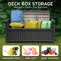 Econohome 3 Seat Outdoor Storage Bench - 90 Gallon Capacity - Weatherproof Resin Bench For Patio  Porch  Garden  Yard  Pool Area - Furniture For Pool Accessories  Gardening Tools  Toys