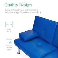 Best Choice Products Faux Leather Upholstered Modern Convertible Futon Adjustable Folding Sofa Bed Guest Bed Wremovable Armre