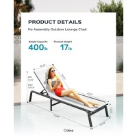 Patio Chaise Lounge Chair Foldable Lounge Chair For Outside Aluminum Chairs Set Of 2 With 5 Adjustable Backrest Outdoor Pool