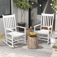 Outsunny Outdoor Rocking Chair Set Of 2 Patio Wooden Rocking Chair With Smooth Armrests High Back For Garden Balcony Porch