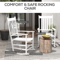 Outsunny Outdoor Rocking Chair Set Of 2 Patio Wooden Rocking Chair With Smooth Armrests High Back For Garden Balcony Porch