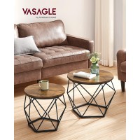 Vasagle Small Coffee Table Set Of 2 Round Coffee Table With Steel Frame Side End Table For Living Room Bedroom Office Rusti