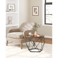 Vasagle Small Coffee Table Set Of 2 Round Coffee Table With Steel Frame Side End Table For Living Room Bedroom Office Rusti