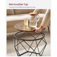 Vasagle Small Coffee Table Set Of 2 Round Coffee Table With Steel Frame Side End Table For Living Room Bedroom Office Rusti