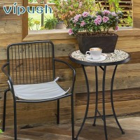 Vipush Mosaic Outdoor Side Table 14 Round Folding End Table Patio Accent Table Indoor Plant Stand For Living Room Geramic Ta