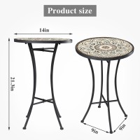 Vipush Mosaic Outdoor Side Table 14 Round Folding End Table Patio Accent Table Indoor Plant Stand For Living Room Geramic Ta