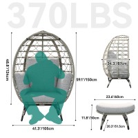 YITAHOME Egg Chair with Ottoman Outdoor Egg Dining Chair with Cushion Rattan Chair Wicker Chair PE for Patio, Garden, Backyard, Porch, Gray