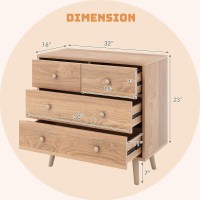 Ifanny 4 Drawer Dresser, Modern Chest Of Drawers With Metal Handles, Wood Dressers & Chests, Small Drawers For Small Spaces, Dresser Organizer For Bedroom, Living Room, Nursery Room (Natural)