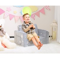 Alimorden 2In1 Flip Out Cuddly Sherpa Toddler Couch Convertible Sofa To Lounger Star