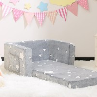 Alimorden 2In1 Flip Out Cuddly Sherpa Toddler Couch Convertible Sofa To Lounger Star