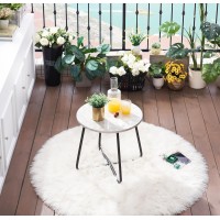 Vecelo Patio Outdoor Side Snack Table Small Round Antirust Metal Style For Garden Balcony Yard Living Room