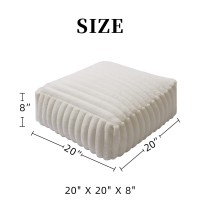 Artbloss Unstuffed Pouf Ottoman Cover Soft Storage Square Bean Bag Pouf Cover 20x20x8 Inches Floor Footrest for Living Room Bedroom Outdoor (Square, White)