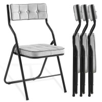 Homefun Padded Folding Chairs 4 Pack Foldable Dining Chairs With Cushion Portable And Assembled Folding Extra Chair For Guest