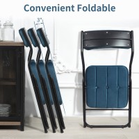 Homefun Padded Folding Chairs 4 Pack Foldable Dining Chairs With Cushion Portable And Assembled Folding Extra Chair For Guest