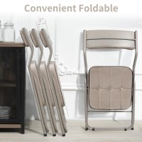 Homefun Padded Folding Chairs 4 Pack Foldable Dining Chairs With Cushion Portable And Assembled Folding Extra Chair For Guest