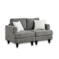 Callaway Gray Chenille Loveseat with Throw Pillows