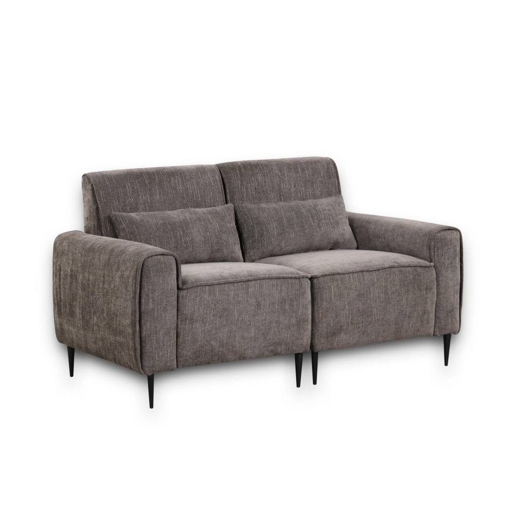 Valentina Gray Chenille Loveseat with Metal Legs and Throw Pillows