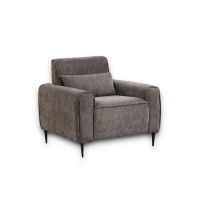 Valentina Gray Chenille Chair with Metal Legs and Throw Pillow