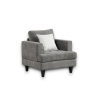 Callaway Gray Chenille Chair with Throw Pillow
