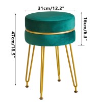 Ibuyke Modern Velvet Round Footstool Ottoman Vanity Chair For Makeup Room Vanity Stool Foot Rest With Gold Legs Modern Accent