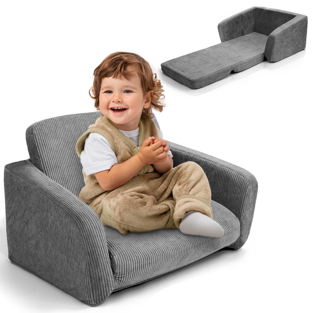 Zicoto Comfy Kids Chair For Toddler Stylish 2 In 1 Lounger Made Of Memory Foam Easily Unfolds Into A Soft Baby Couch To Nap On