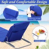 Beeveer 4 Pack Beach Lounge Chaise Chairs With 2 Folding Side Tables Portable Tanning Chair 5 Position Adjustable Lightweight Ca