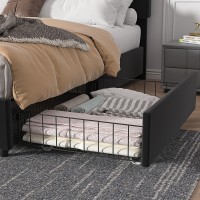 Vecelo Queen Size Upholstered Bed Frame With 4 Drawers And Adjustable Headboard Velvet Platform Storage Bedframe Mattress Found