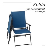 Virvla Patio Folding Chairs Outdoor Portable Dining Chairs For Lawn Garden And Porch Set Of 4 Dark Blue