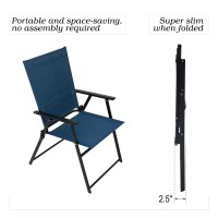 Virvla Patio Folding Chairs Outdoor Portable Dining Chairs For Lawn Garden And Porch Set Of 4 Dark Blue