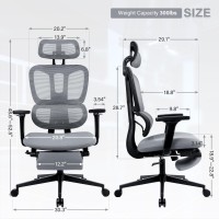 Ergonomic Office Chair With Footrest High Back Computer Office Chair With Dynamic Lumbar Support 2D Headrest 4D Armrest Spon