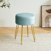 Ibuyke Velvet Storage Footrest Stool Ottoman Makeup Vanity Stool Side Table With Golden Steel Legs Removable Cover Coffee Tabl