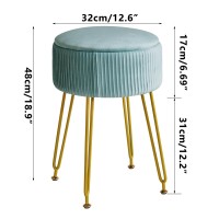 Ibuyke Velvet Storage Footrest Stool Ottoman Makeup Vanity Stool Side Table With Golden Steel Legs Removable Cover Coffee Tabl